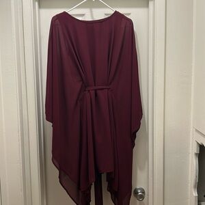 Lulus Wide Sleeve Drape Dress in Wine/Maroon Size Small
